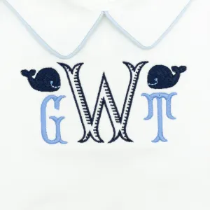 Three Initials Monogram in Fishtails Original and Thomas with Whale Minis