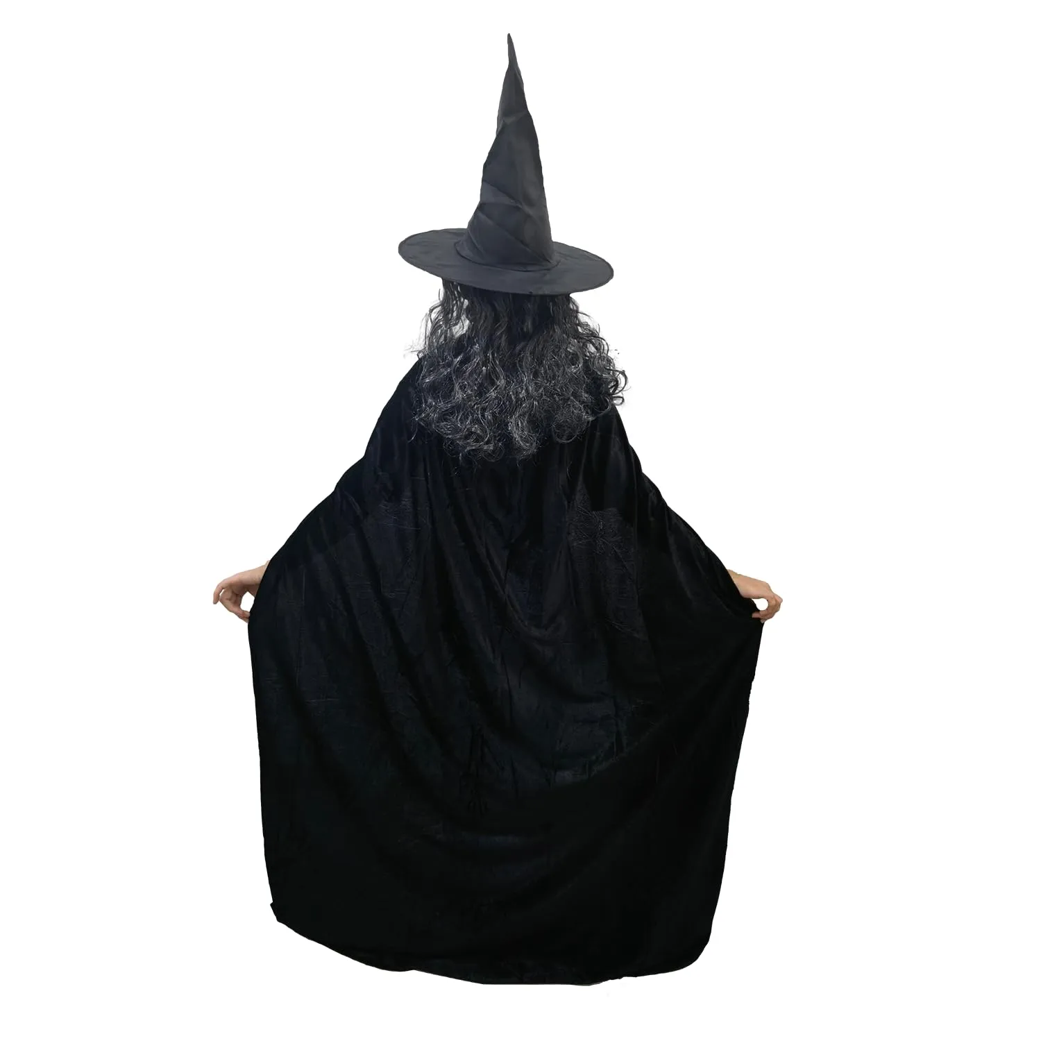 TQJOUJOU Halloween Witch Costumes for Women, 3PCS Set Halloween Party Women Capes, Scary Green Creepy Old Hag Mask with Hat and Cloak Cosplay Dress-up, Horror Wizard Dress Up for Adult