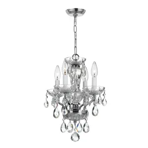 Traditional Crystal 4 Light Swarovski Strass Crystal Polished Chrome Mini Chandelier