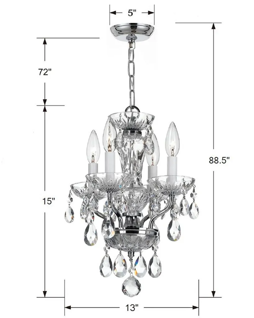 Traditional Crystal 4 Light Swarovski Strass Crystal Polished Chrome Mini Chandelier