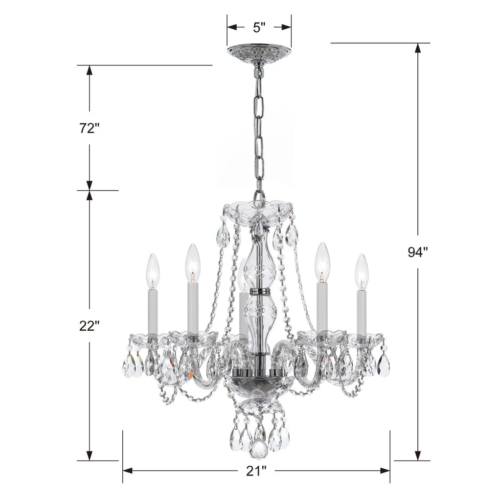 Traditional Crystal 5 Light Crystal Polished Chrome Chandelier