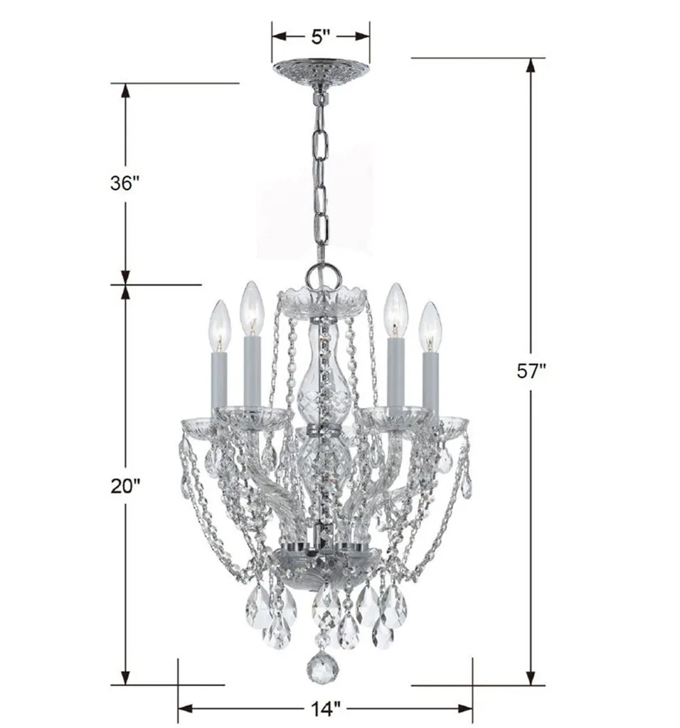 Traditional Crystal 5 Light Hand Cut Crystal Polished Chrome Mini Chandelier