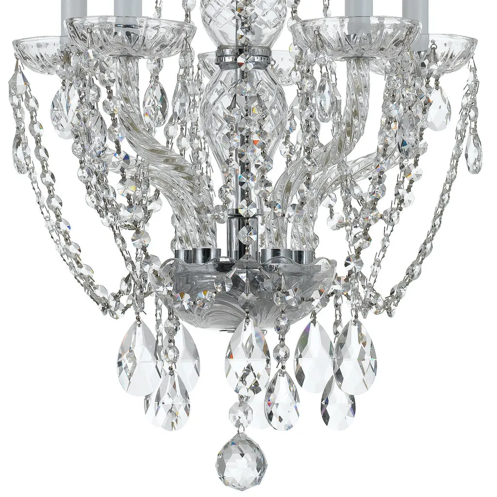 Traditional Crystal 5 Light Hand Cut Crystal Polished Chrome Mini Chandelier