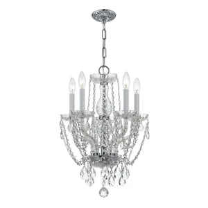 Traditional Crystal 5 Light Swarovski Strass Crystal Polished Chrome Mini Chandelier