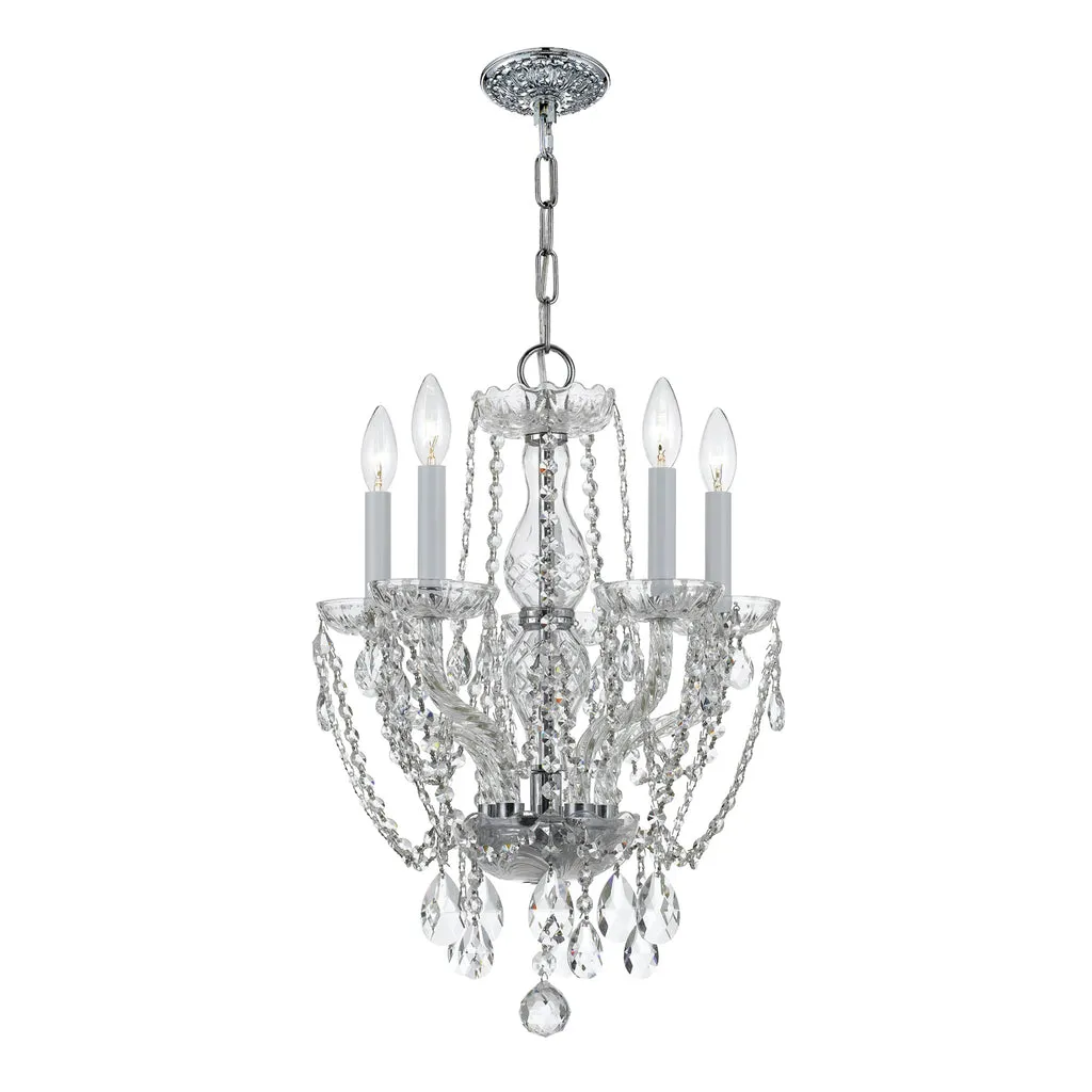 Traditional Crystal 5 Light Swarovski Strass Crystal Polished Chrome Mini Chandelier