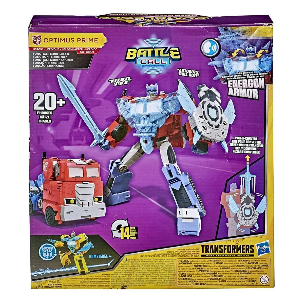 Transformers Bumblebee Cyberverse Adventures Battle Call Officer Class Optimus Prime, Voice Activated Lights And Sounds, Ages 6 And Up 10-Inch