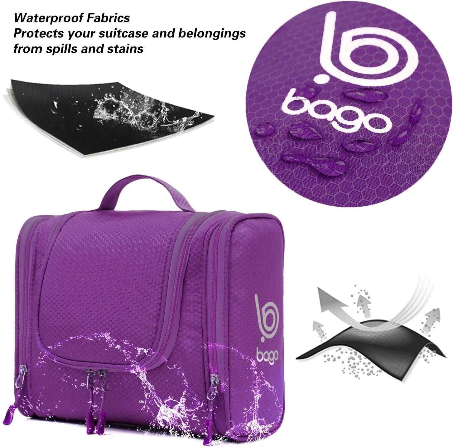 Travel Toiletry Bag for Women and Men X-Large Waterproof Hanging Large Toiletry Bag for Bathroom and Travel Bag for Toiletries Organizer -Travel Makeup Bag (Purple)