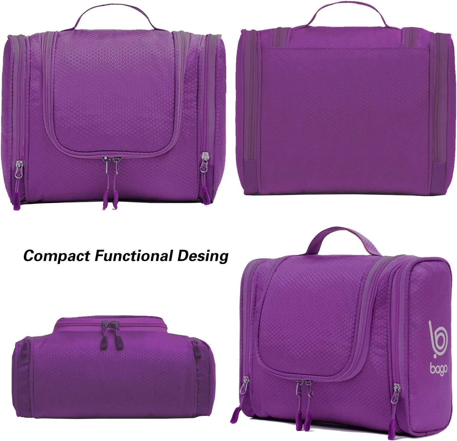 Travel Toiletry Bag for Women and Men X-Large Waterproof Hanging Large Toiletry Bag for Bathroom and Travel Bag for Toiletries Organizer -Travel Makeup Bag (Purple)