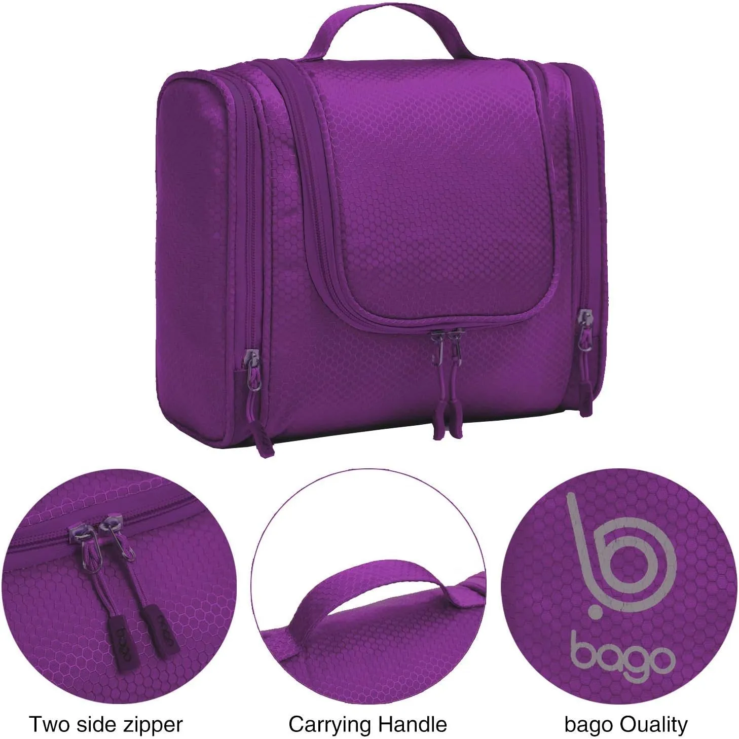 Travel Toiletry Bag for Women and Men X-Large Waterproof Hanging Large Toiletry Bag for Bathroom and Travel Bag for Toiletries Organizer -Travel Makeup Bag (Purple)