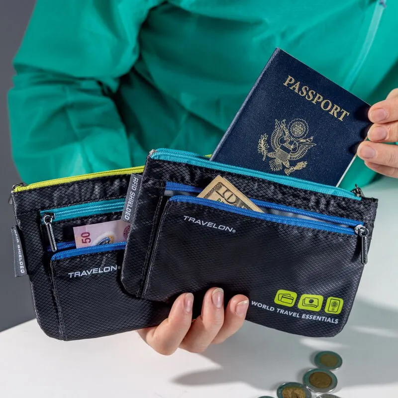 Travelon World Travel Essentials Set of 2 Currency & Passport Organizers