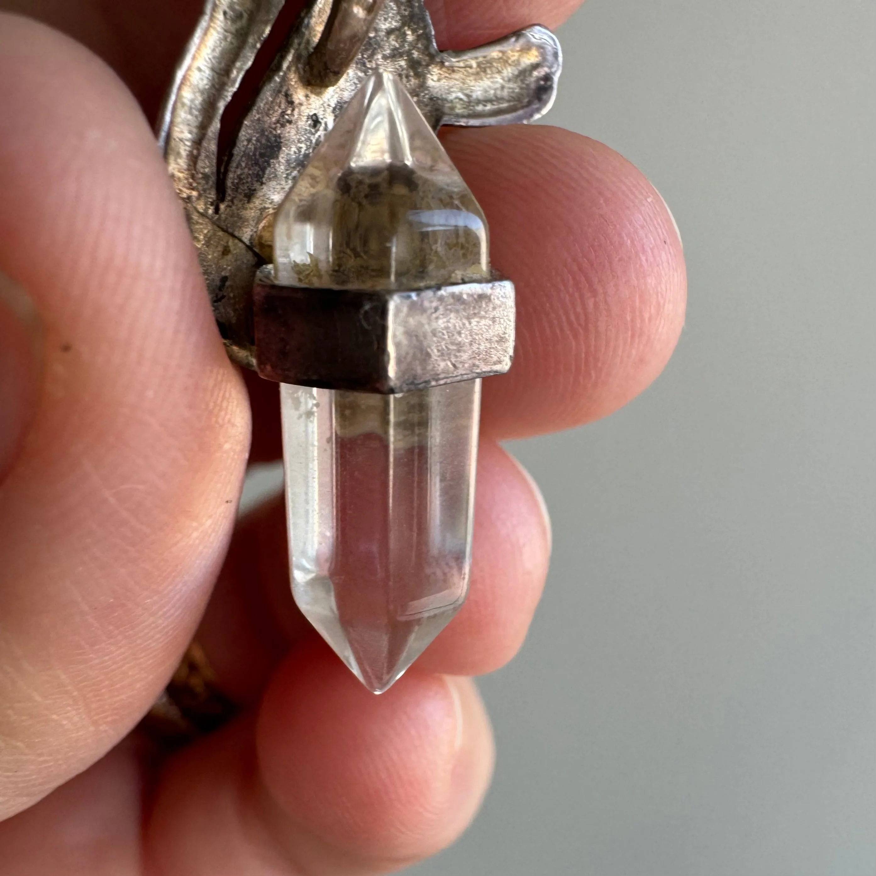 V I N T A G E // crystal rocket / sterling silver squirrel and crystal point / a pendant