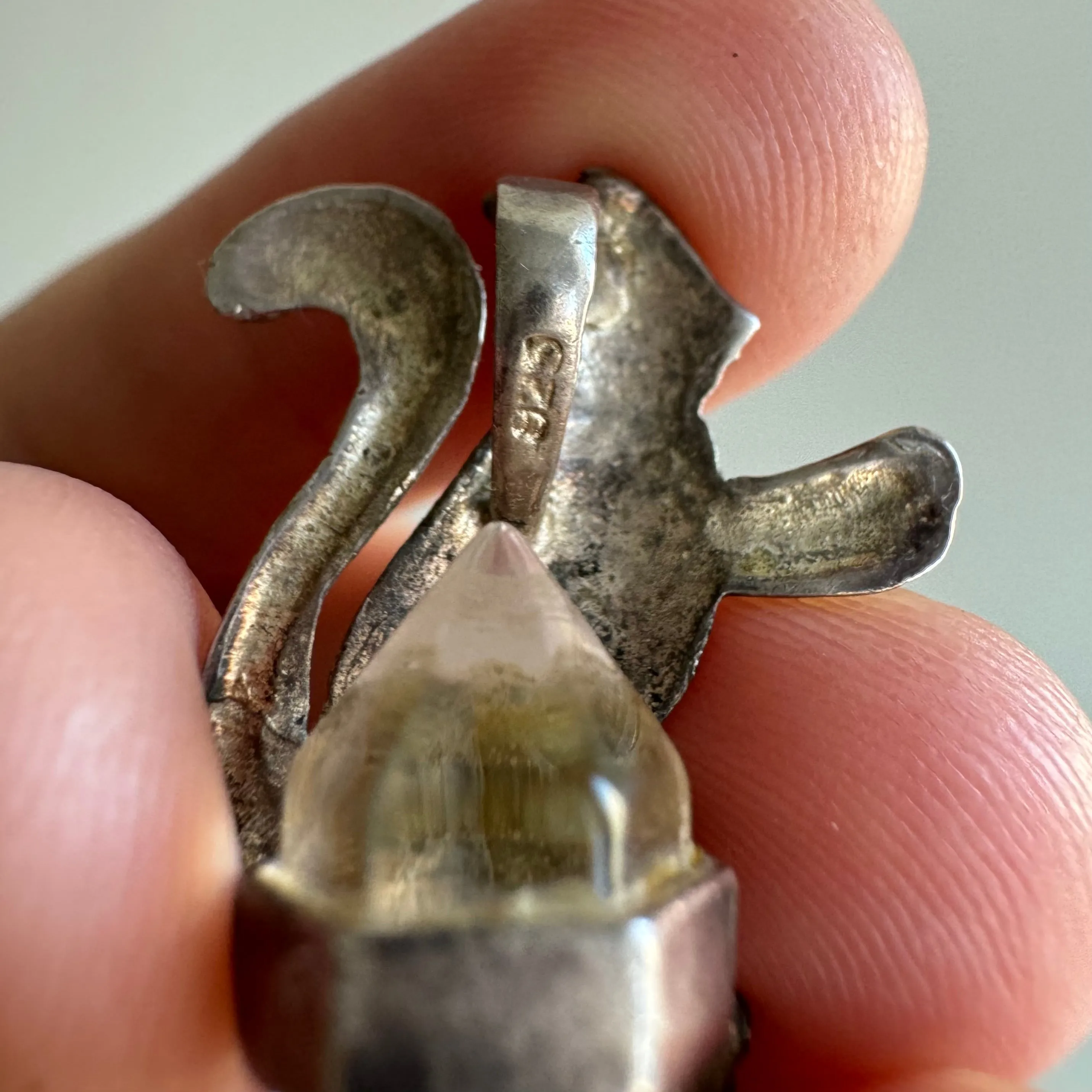 V I N T A G E // crystal rocket / sterling silver squirrel and crystal point / a pendant