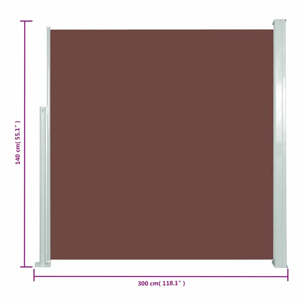 vidaXL Retractable Side Awning 140 x 300 cm Brown