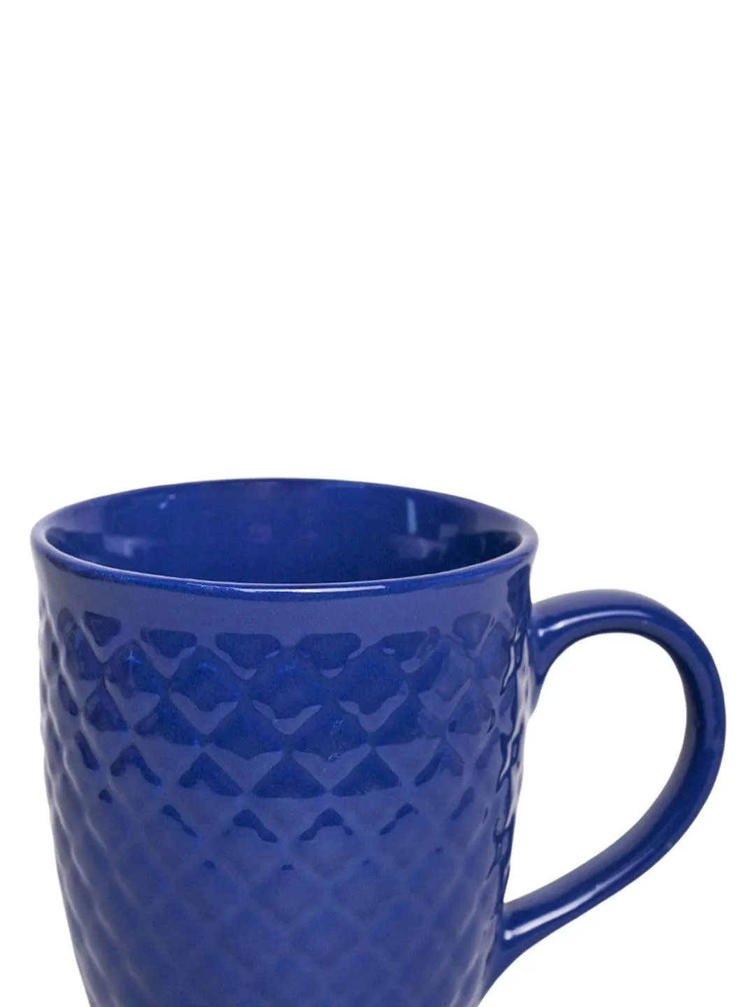 VON CASA Ceramic Coffee Mug - 320 Ml, Blue & Engrabed