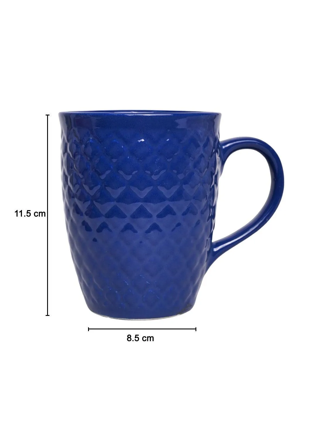 VON CASA Ceramic Coffee Mug - 320 Ml, Blue & Engrabed