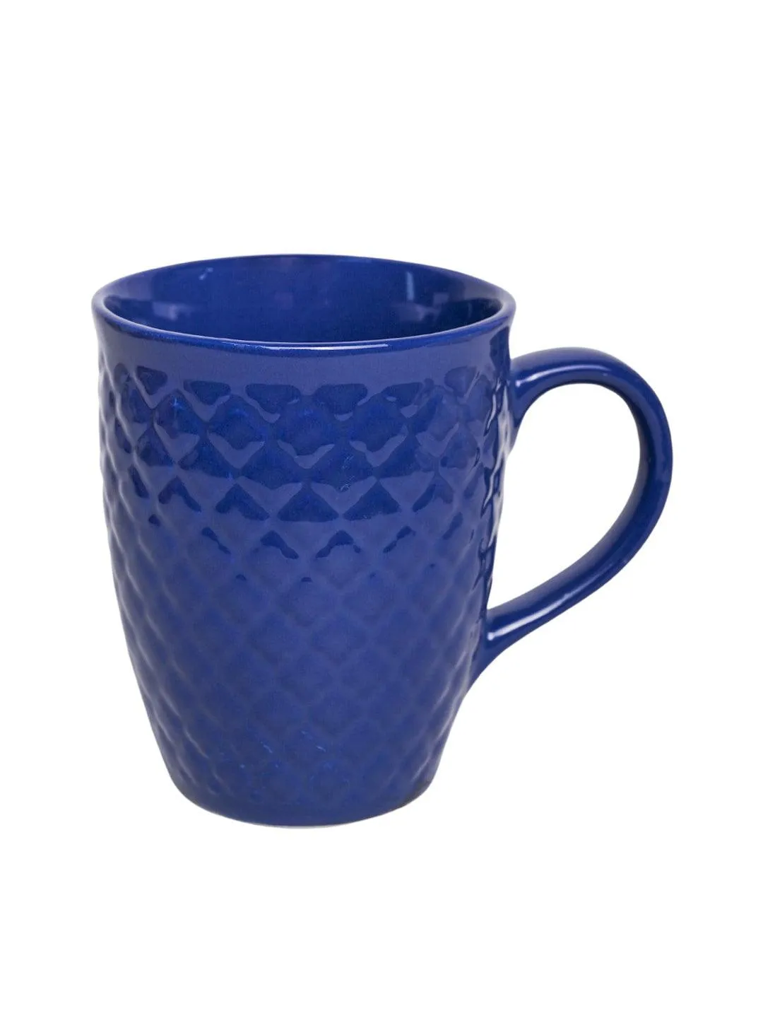 VON CASA Ceramic Coffee Mug - 320 Ml, Blue & Engrabed