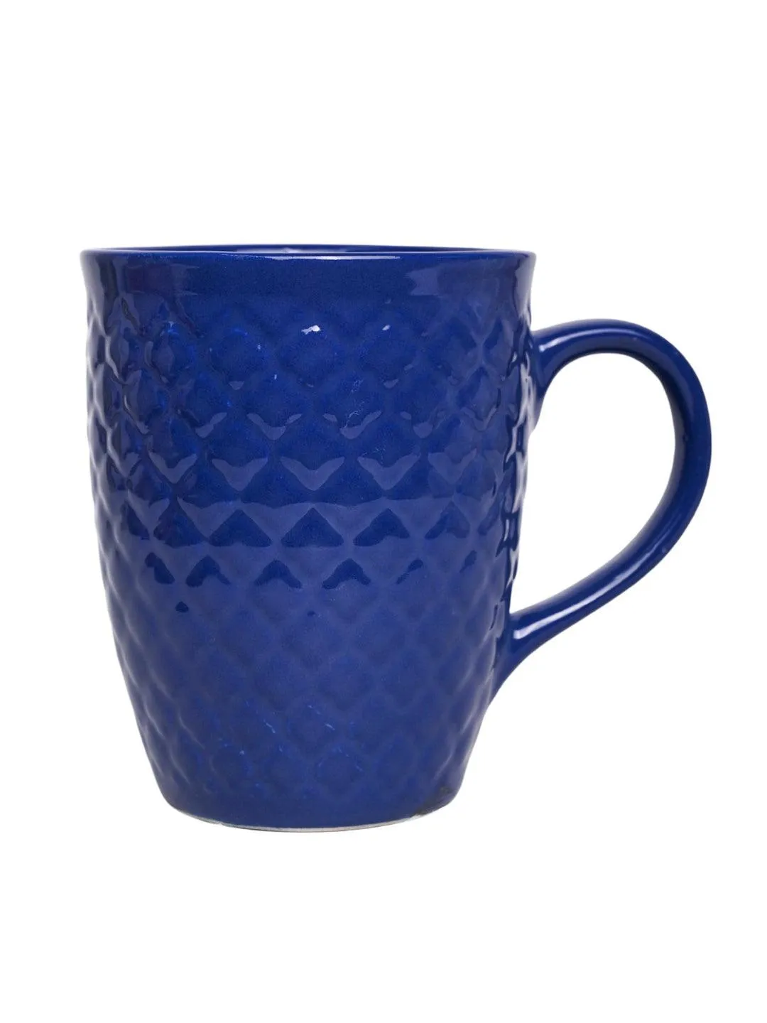 VON CASA Ceramic Coffee Mug - 320 Ml, Blue & Engrabed