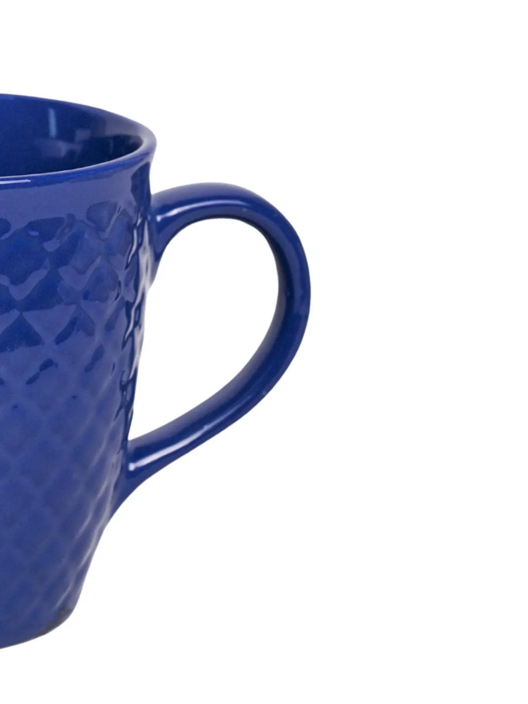 VON CASA Ceramic Coffee Mug - 320 Ml, Blue & Engrabed