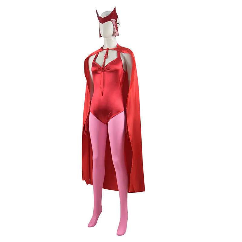 WandaVision Scarlet Witch Cosplay Costume Wanda Maximoff Women Red Jumpsuit