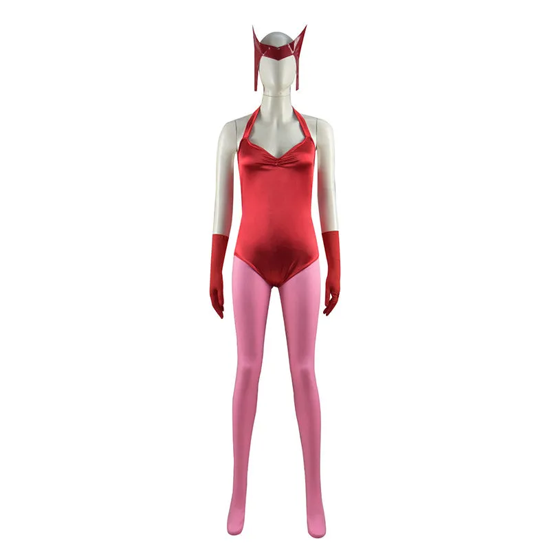 WandaVision Scarlet Witch Cosplay Costume Wanda Maximoff Women Red Jumpsuit