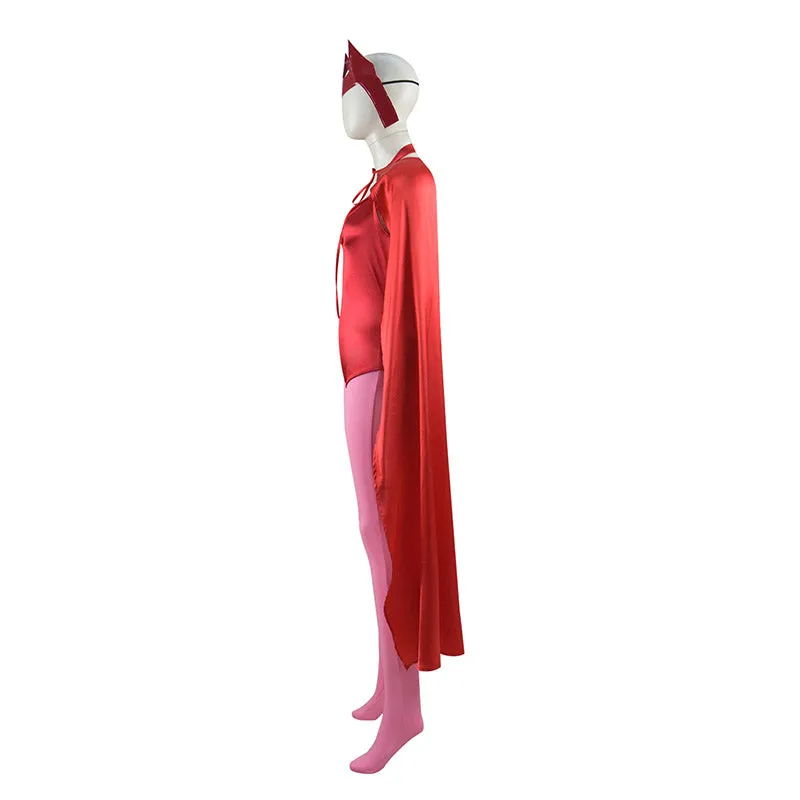 WandaVision Scarlet Witch Cosplay Costume Wanda Maximoff Women Red Jumpsuit