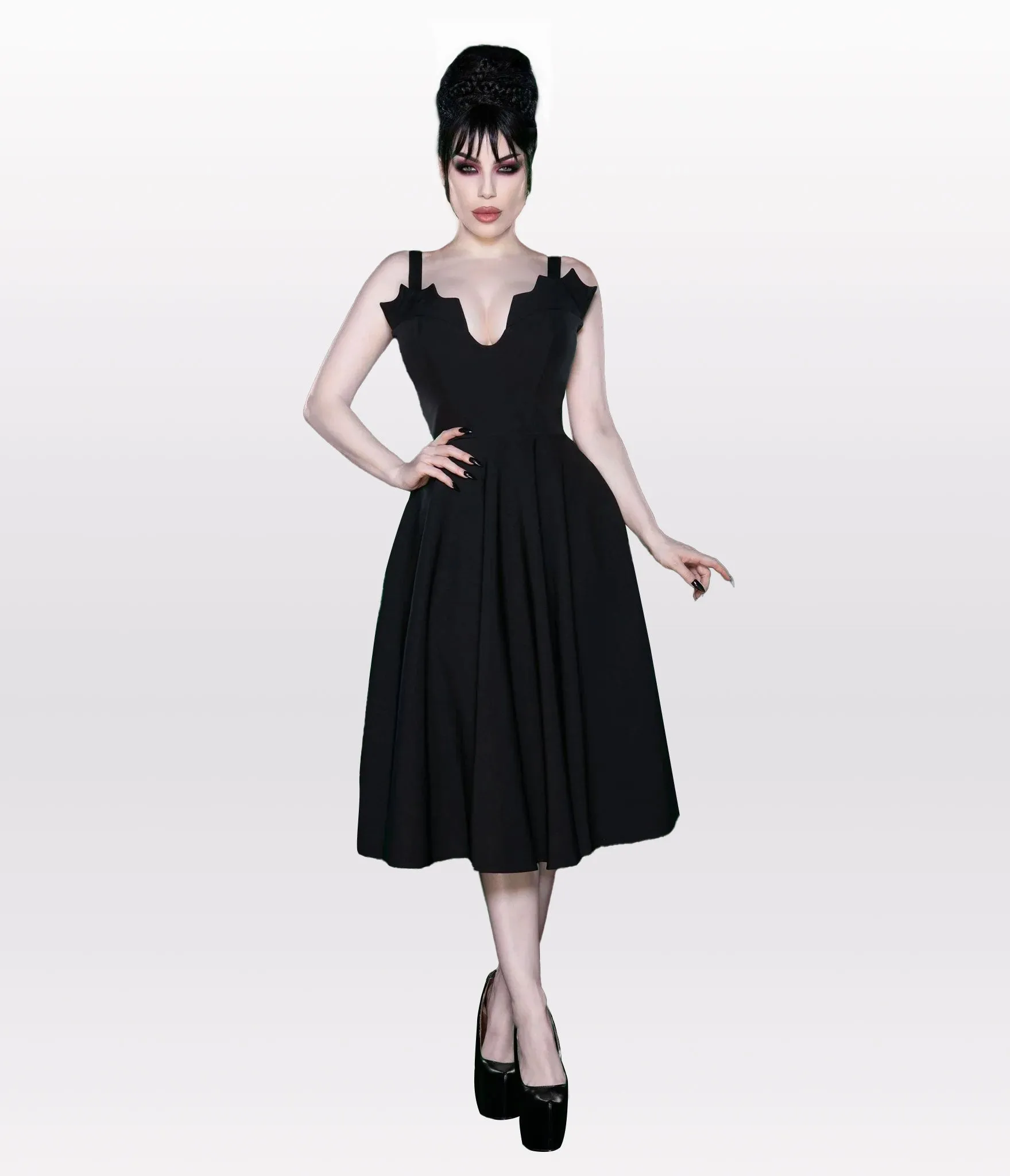 Weasel Wear Black Queen of the Night Swing Dress