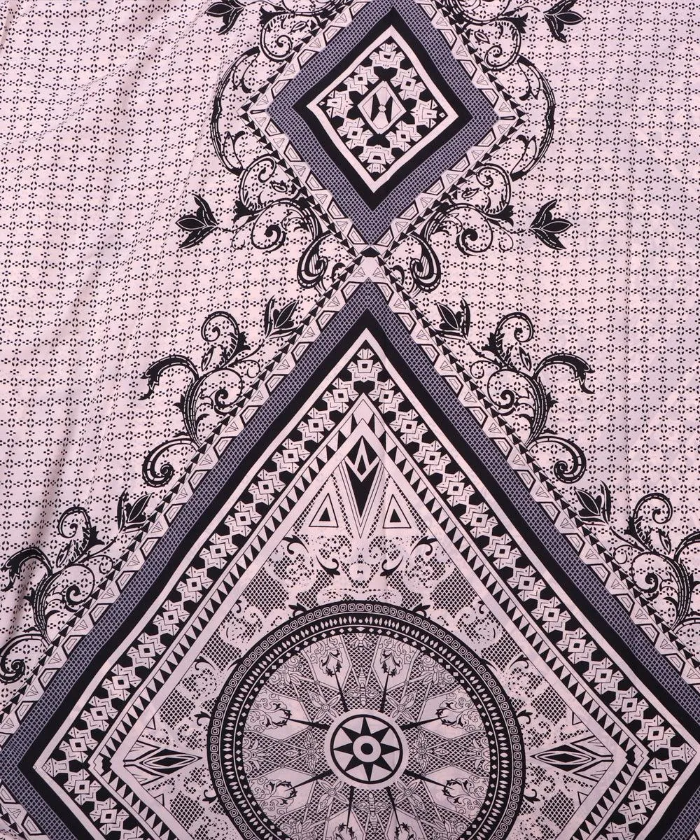 White Colour Unique Pattern Crepe Fabric