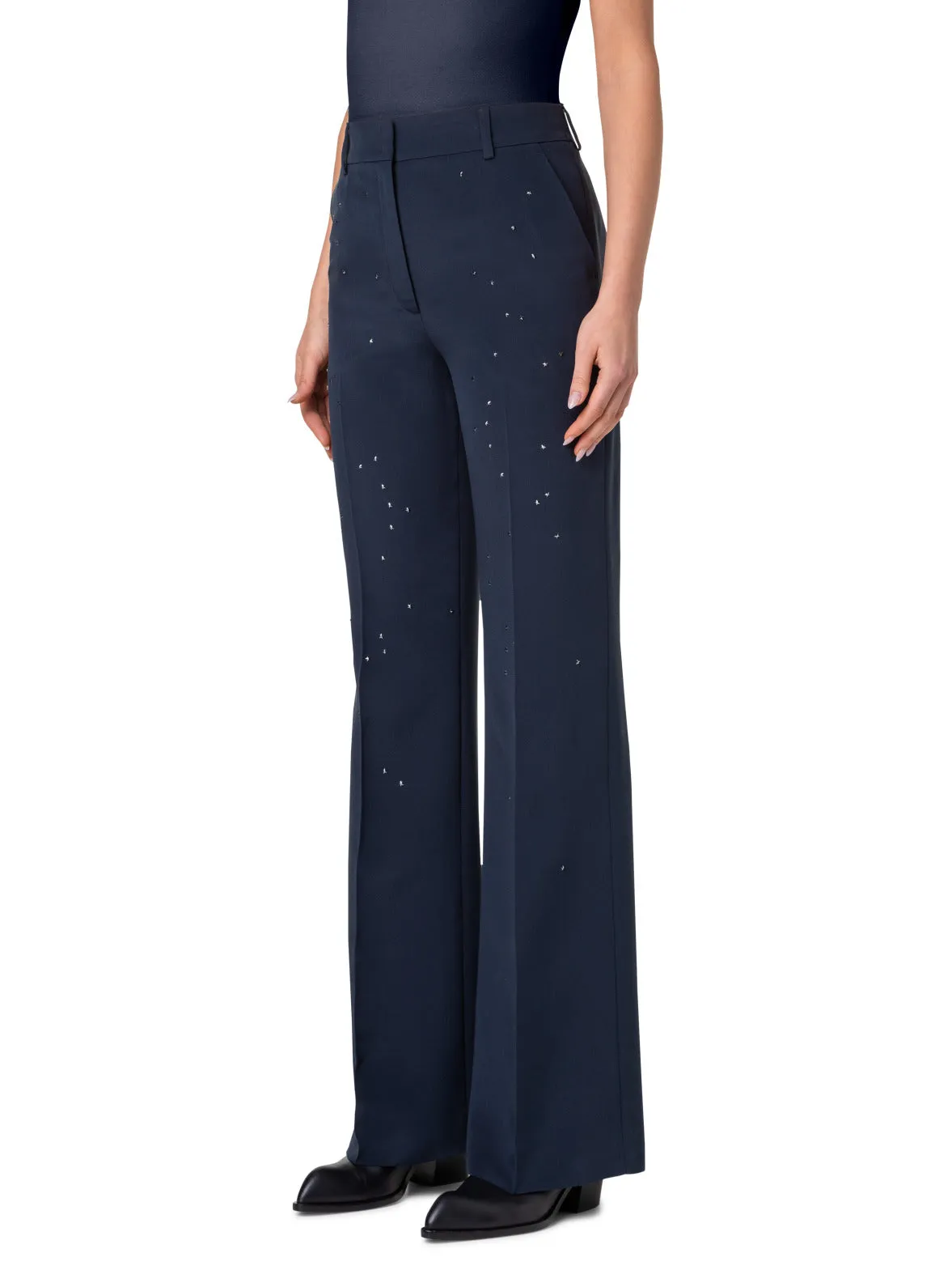 Wide Straight Leg Pants with Swarovski Stars