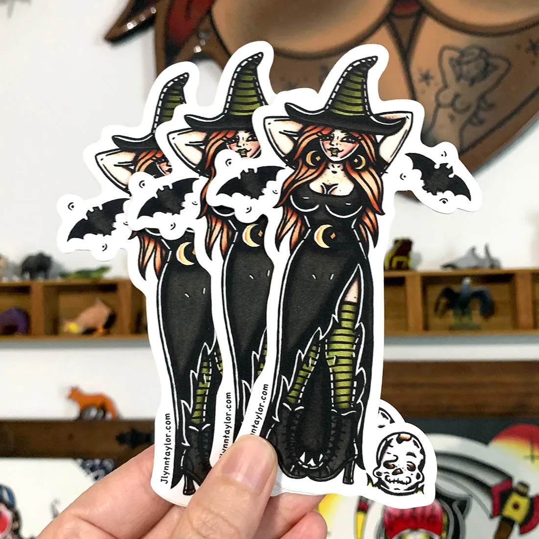 Witch and Skull Sticker