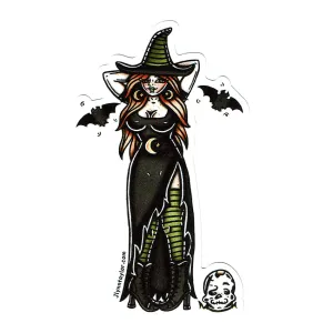 Witch and Skull Sticker