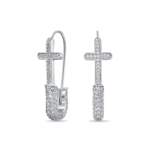 Women's Pin Cross Hoop Earring