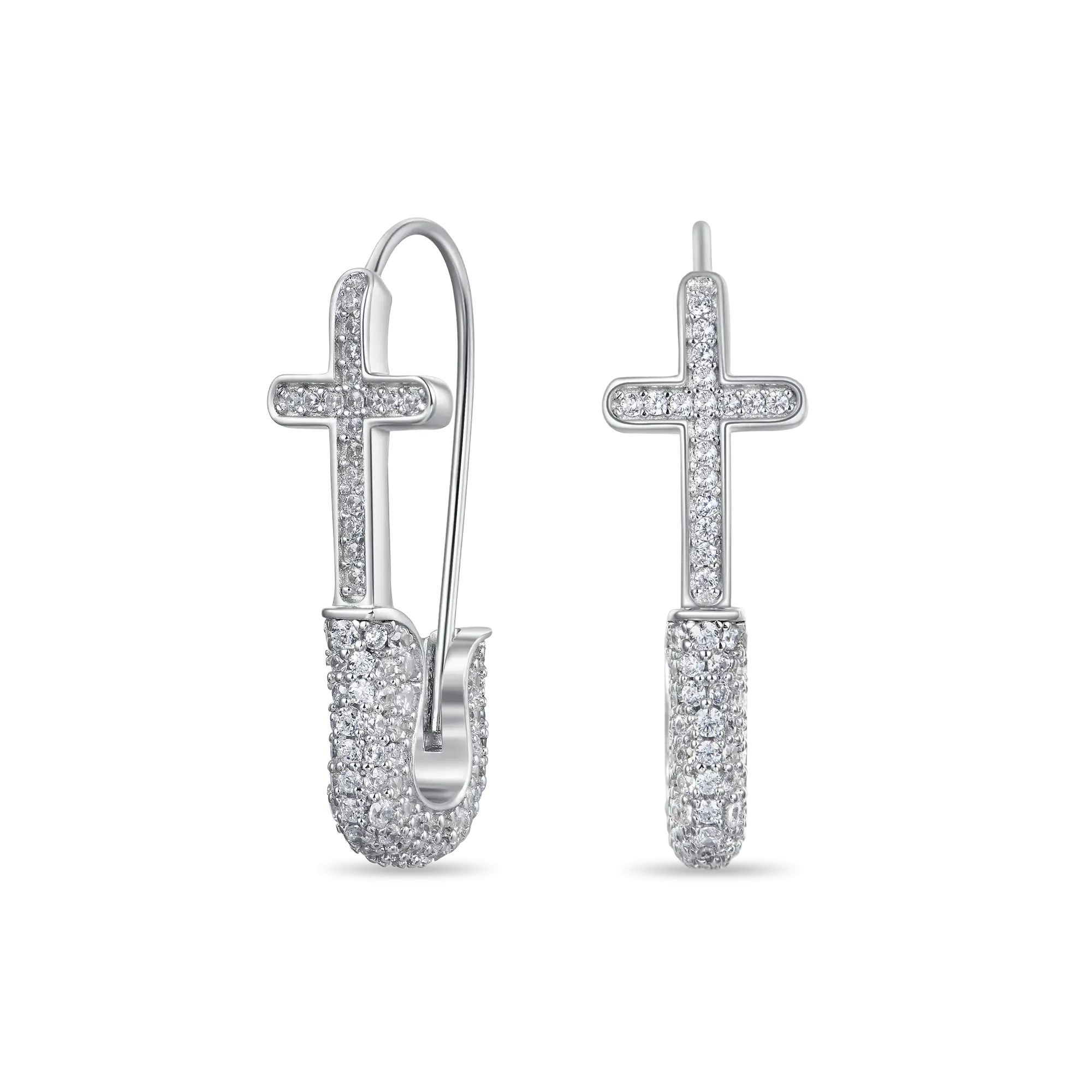 Women's Pin Cross Hoop Earring