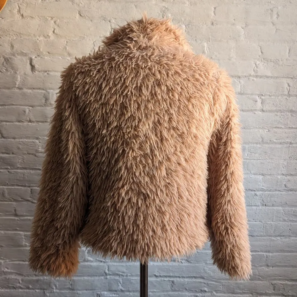 Y2K Vintage Fuzzy Cropped Penny Lane Jacket Minimalist Boho Neutral Sweater Coat