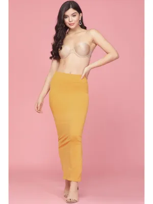 Yellow Nylon Spandex Side Slit Saree Shapewear